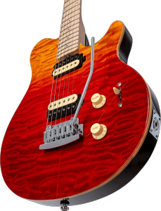 STERLING BY MUSIC MAN GSU AX3QM-SPR-M1 - Axis - Quilted Maple - Spectrum Red